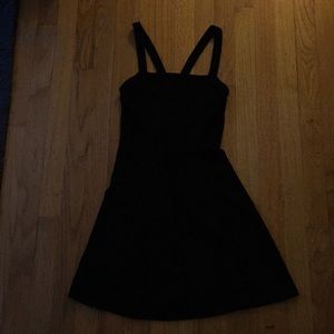 Black ribbed skater dress